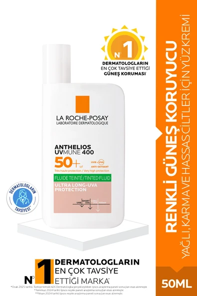 LA ROCHE POSAY LA ROCHE POSAY Anthelios Uvmune400 Oil Control Fluide Spf50 Karma Ve Yağlı Için Renkli Yüz Güneş Kremi 50ml