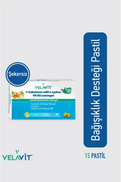 VELAVİT VELAVİT V- Colostrum With L-lysine Vitamin B2 Lozenges 15 Pastil
