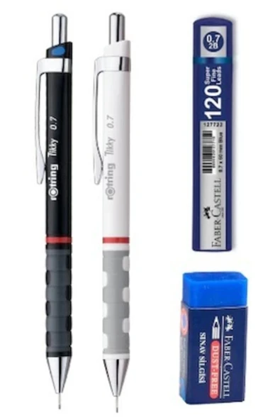 Rotring Tikky 0,7kalem Seti ( 2 Kalem+120 F.castel 0,7 Min+sinav Silgisi ) - 1