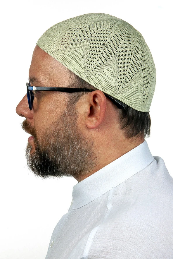 Berra Çelik Örme Dantel Namaz Takkesi F.Yeşili 1 Adet - Resim 2
