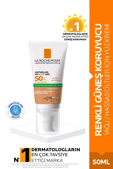LA ROCHE POSAY LA ROCHE POSAY Anthelios Spf 50 Yağlı Ciltler Için Renkli Yüksek Korumalı Yüz Güneş Kremi 50 ml