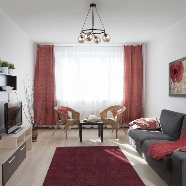 Serta 4'lü Çemberli Siyah Bakır Sarkıt Camlı Avize - Resim 2