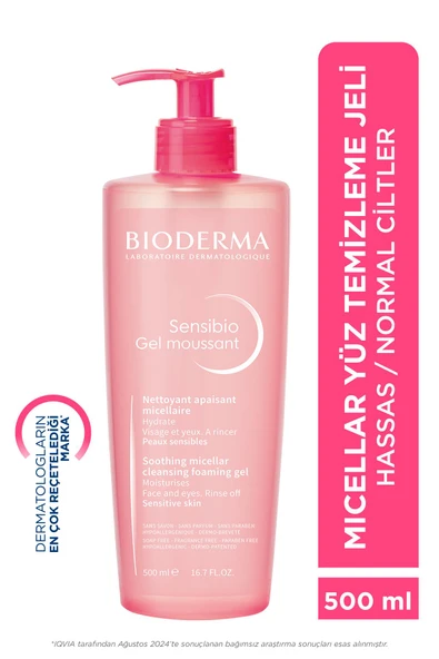 BİODERMA BİODERMA Sensibio Foaming Gel Hassas ve Normal Ciltler Durulanan Micellar Yüz Temizleme Jeli 500 ml