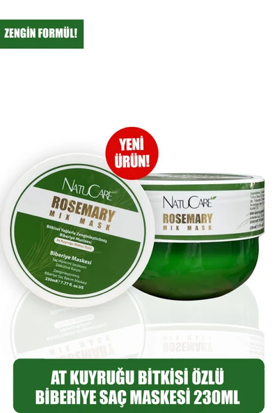 NatuCare Besleyici, Onarmaya Yardımcı, Dökülme Karşıtı Biberiye Saç Bakım Maskesi 230ml ürün görseli 1