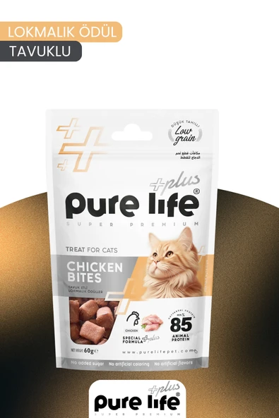 PURELİFE PLUS TAVUKLU LOKMALIK KEDİ ÖDÜL MAMASI 60GR