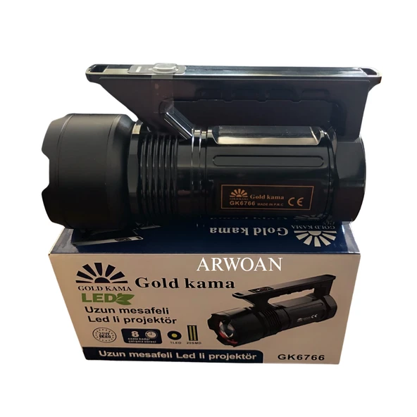 GK6766 LED Projektör Fener | Uzun Menzilli Şarjlı El Feneri, Yüksek Lümenli ürün görseli