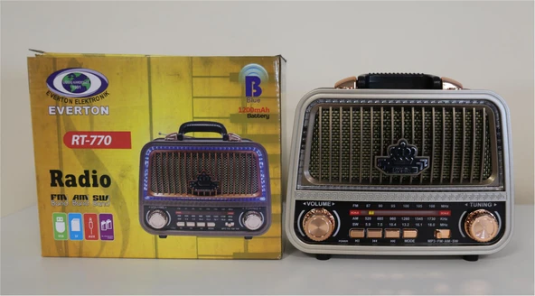 Everton Rt-770  Bluetooth Fm-Usb-Tf-Aux  Şarjlı Nostaljik Radyo - 1