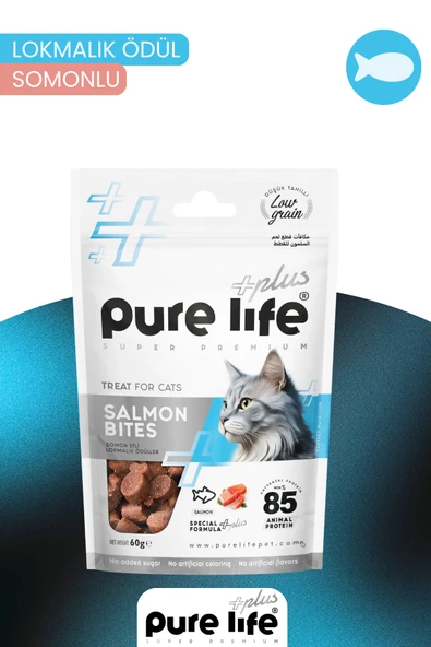 PURELİFE PLUS SOMONLU LOKMALIK KEDİ ÖDÜL MAMASI 60GR