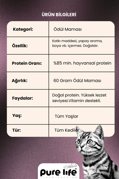 PURELİFE PLUS SIĞIR ETLİ LOKMALIK KEDİ ÖDÜL MAMASI 60GR - 3