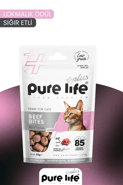 PURELİFE PLUS SIĞIR ETLİ LOKMALIK KEDİ ÖDÜL MAMASI 60GR
