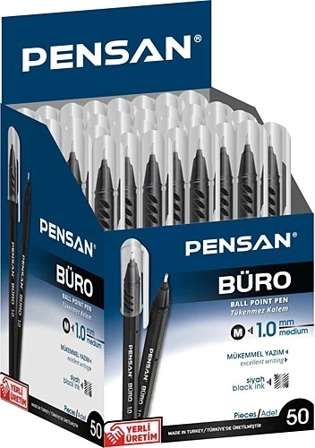Pensan 2270 Ball Point Pen Büro Tükenmez Kalem Siyah 1,0