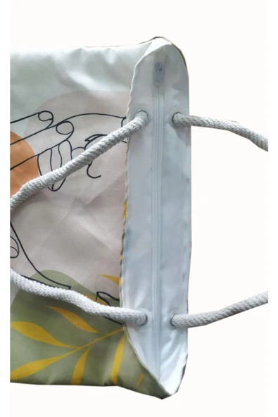 Alkan Homes Modern Bohemian Desenli Astarlı Fermuarlı Dijital Baskılı Çok Amaçlı Çanta - 2