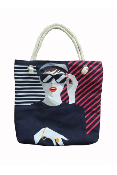 Alkan Homes Pop Art Kızı Figürlü Astarlı-fermuarlı Dijital Baskılı Çok Amaçlı Çanta