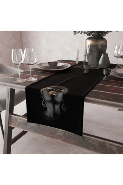 Alkan Homes Afrikalı Kız Temalı Lazer Kesimli Dekoratif Runner