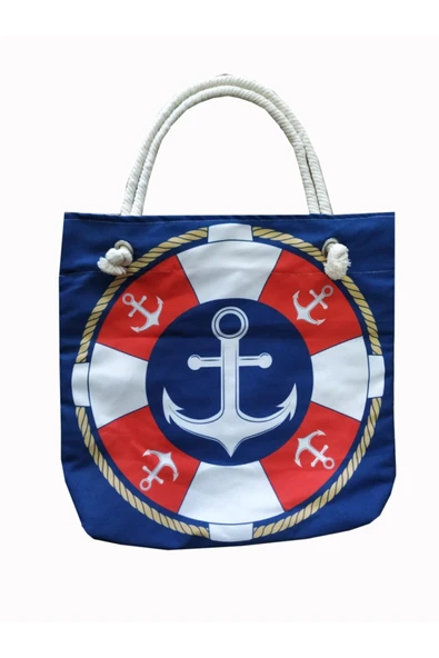 Alkan Homes Çapa Desenli Astarlı-fermuarlı Dijital Baskılı Çok Amaçlı Çanta