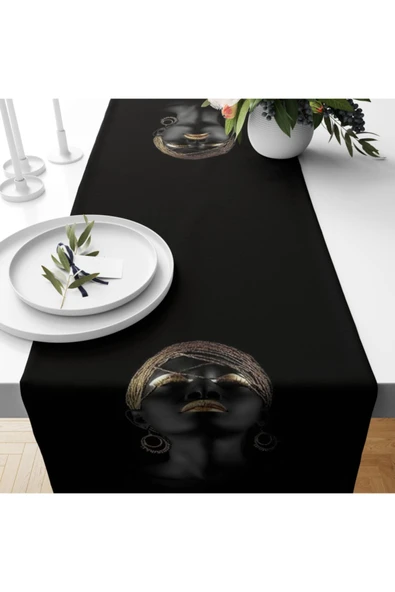 Alkan Homes Afrikalı Kız Temalı Lazer Kesimli Dekoratif Runner - 2