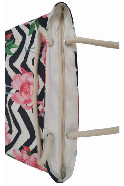 Alkan Homes Sevimli Flamingo Temalı Astarlı-fermuarlı Dijital Baskılı Çok Amaçlı Çanta - 2