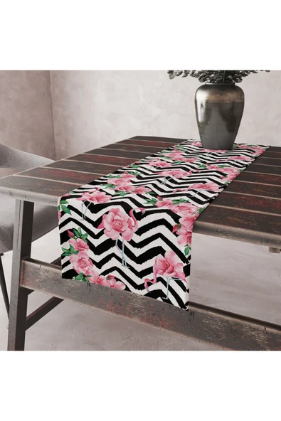 Alkan Homes Flamingo Figürlü Dijital Baskılı Dekoratif Runner
