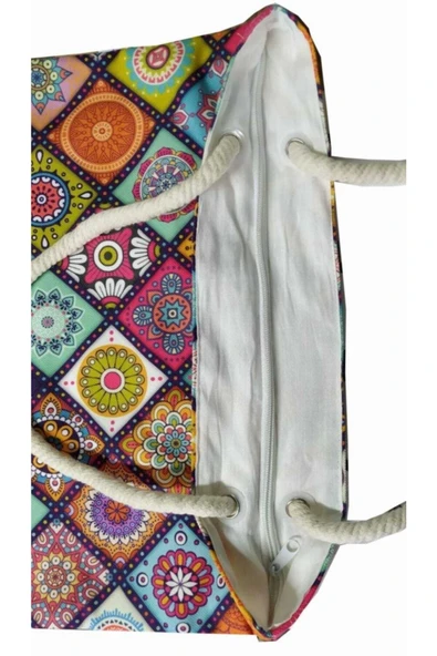 Alkan Homes Etnik Desenli Astarlı-fermuarlı Dijital Baskılı Çok Amaçlı Çanta - 2