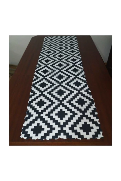 Alkan Homes Zigzag Desenli Dijital Baskılı Dekoratif Runner