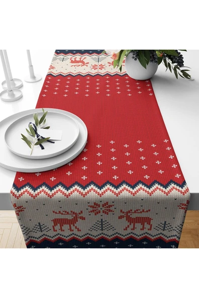 Alkan Homes Yılbaşı Temalı Dijital Baskılı Dekoratif Runner - Resim 2