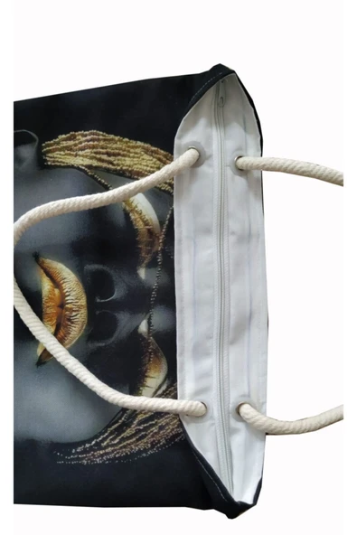 Alkan Homes Afrikalı Kızı Figürlü Astarlı-fermuarlı Dijital Baskılı Çok Amaçlı Çanta - 2