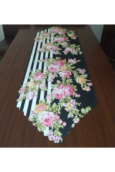 Alkan Homes Gül Desenli Dekoratif Runner