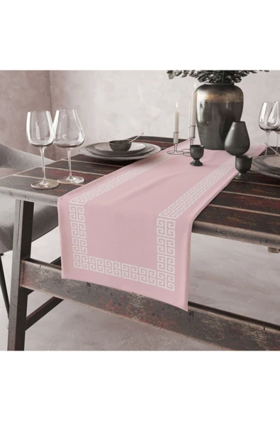 Alkan Homes Modern Desenli Lazer Kesimli Dijital Baskılı Dekoratif Runner