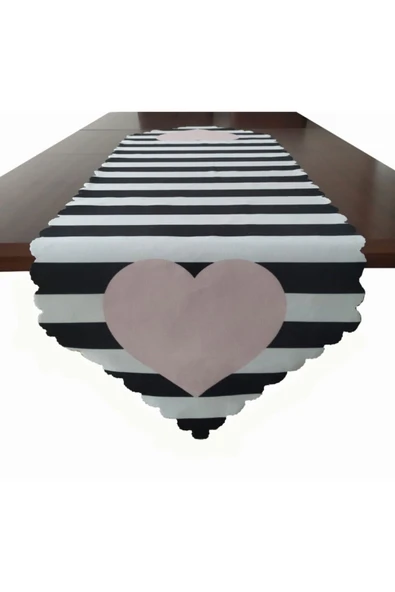 Alkan Homes Kalp Desenli Dekoratif Runner - 2