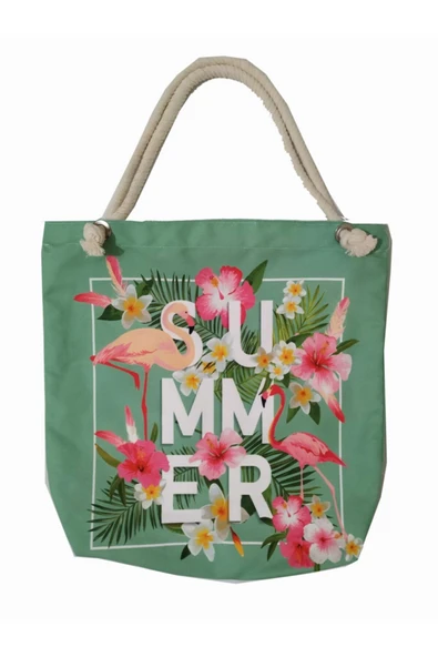 Alkan Homes Flamingo Temalı Astarlı-fermuarlı Dijital Baskılı Çok Amaçlı Çanta