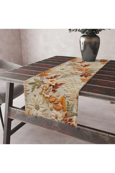 Alkan Homes Punch Nakış Desen 3 Boyutlu Masa Örtüsü Runner 45×100 cm - 2