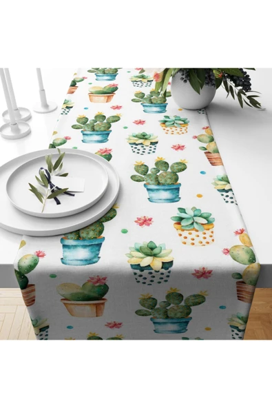 Alkan Homes Kaktüs Figürlü Dekoratif Runner - 2