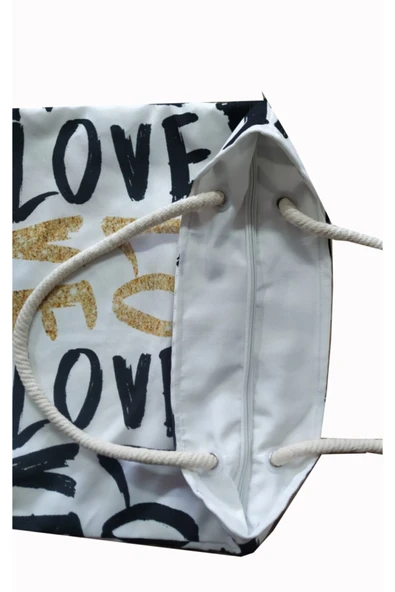 Alkan Homes Aşk Temalı Astarlı-fermuarlı Dijital Baskılı Çok Amaçlı Çanta - 2
