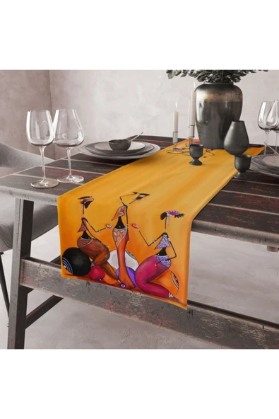 Alkan Homes Afrikalı Kızlar Temalı Lazer Kesimli Dekoratif Runner ürün görseli 1