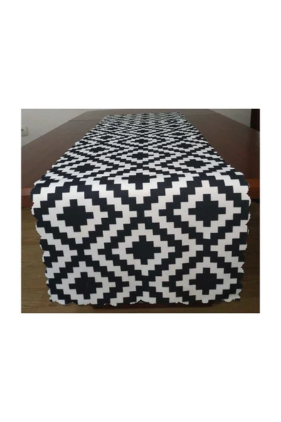 Alkan Homes Zigzag Desenli Dijital Baskılı Dekoratif Runner - 2