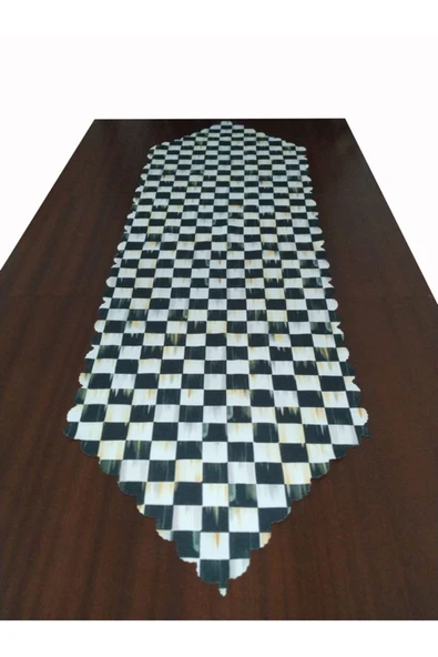 Alkan Homes Dama Desenli Dijital Baskılı Dekoratif Runner