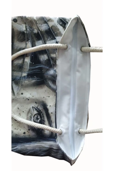 Alkan Homes Modern Figürlü Astarlı Fermuarlı Dijital Baskılı Çok Amaçlı Çanta - 2