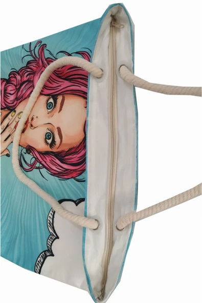 Alkan Homes Pop Art Kızı Astarlı-fermuarlı Dijital Baskılı Çok Amaçlı Çanta - 2