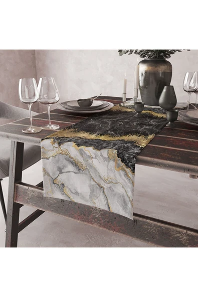 Alkan Homes Mermer Desenli Dijital Baskılı Dekoratif Runner ürün görseli