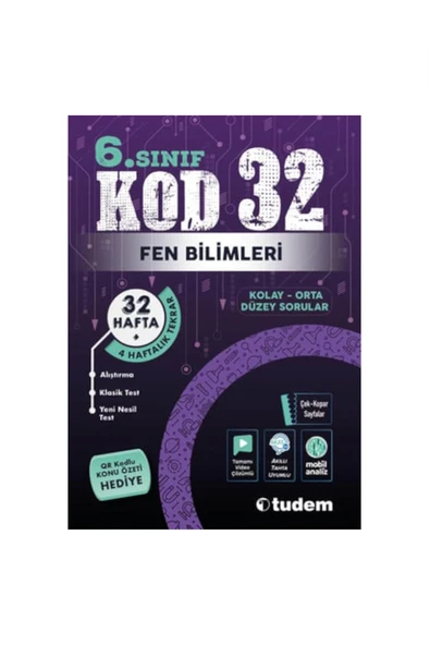 Tudem 6.Sınıf Fen Bilimleri Soru Bankası Kod 32 ürün görseli 1