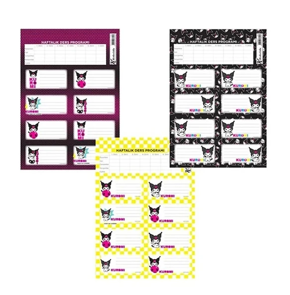 Keskin Color Kuromi Ders Programlı 3Lü Etiket 220130-12