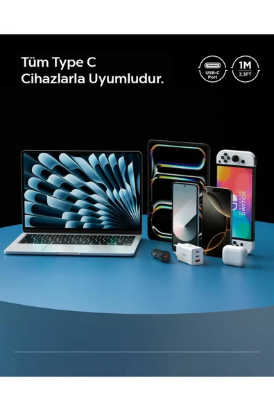 Spigen Essential 1M USB-C to USB-C 60W Kablo ACA08718 Siyah - 7