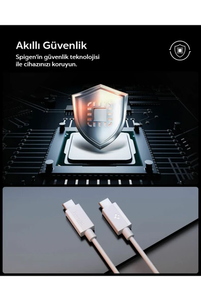 Spigen Essential 1M USB-C to USB-C 60W Kablo ACA08718 Siyah - 6