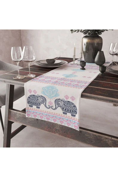 Alkan Homes Fil Temalı Dekoratif Runner ürün görseli 1