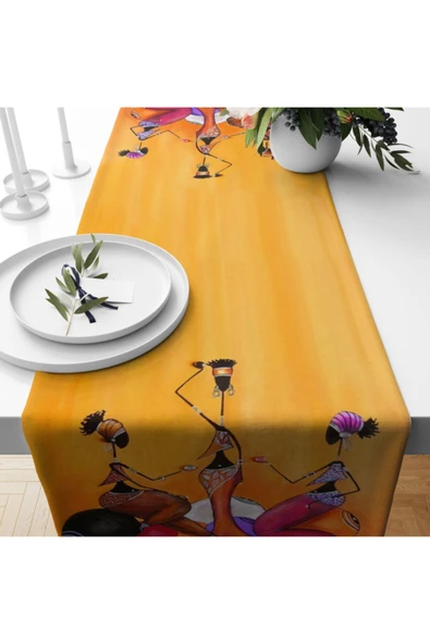 Alkan Homes Afrikalı Kızlar Temalı Lazer Kesimli Dekoratif Runner - Resim 2