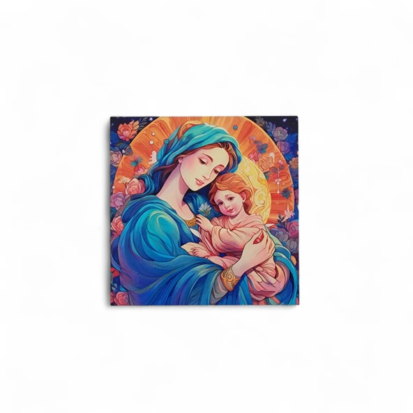 Meryem Ana ve Bebek İsa Ahşap Dekor - Resim 2