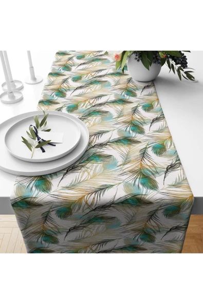 Alkan Homes Tavus Kuşu Desenli Dekoratif Runner - 2