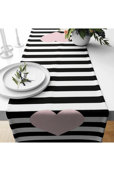 Alkan Homes Kalp  Desenli Dekoratif Runner - 2