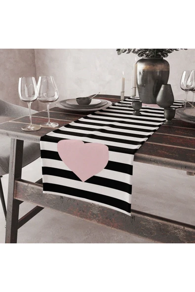 Alkan Homes Kalp  Desenli Dekoratif Runner