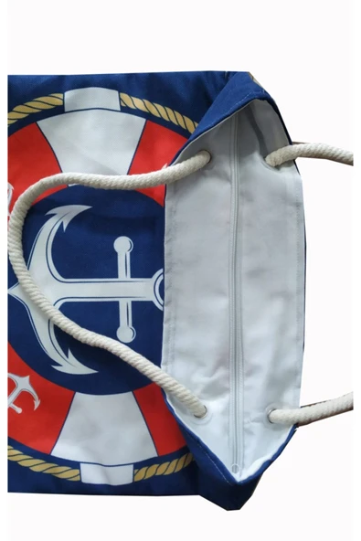 Alkan Homes Çapa Desenli Astarlı-fermuarlı Dijital Baskılı Çok Amaçlı Çanta - 2